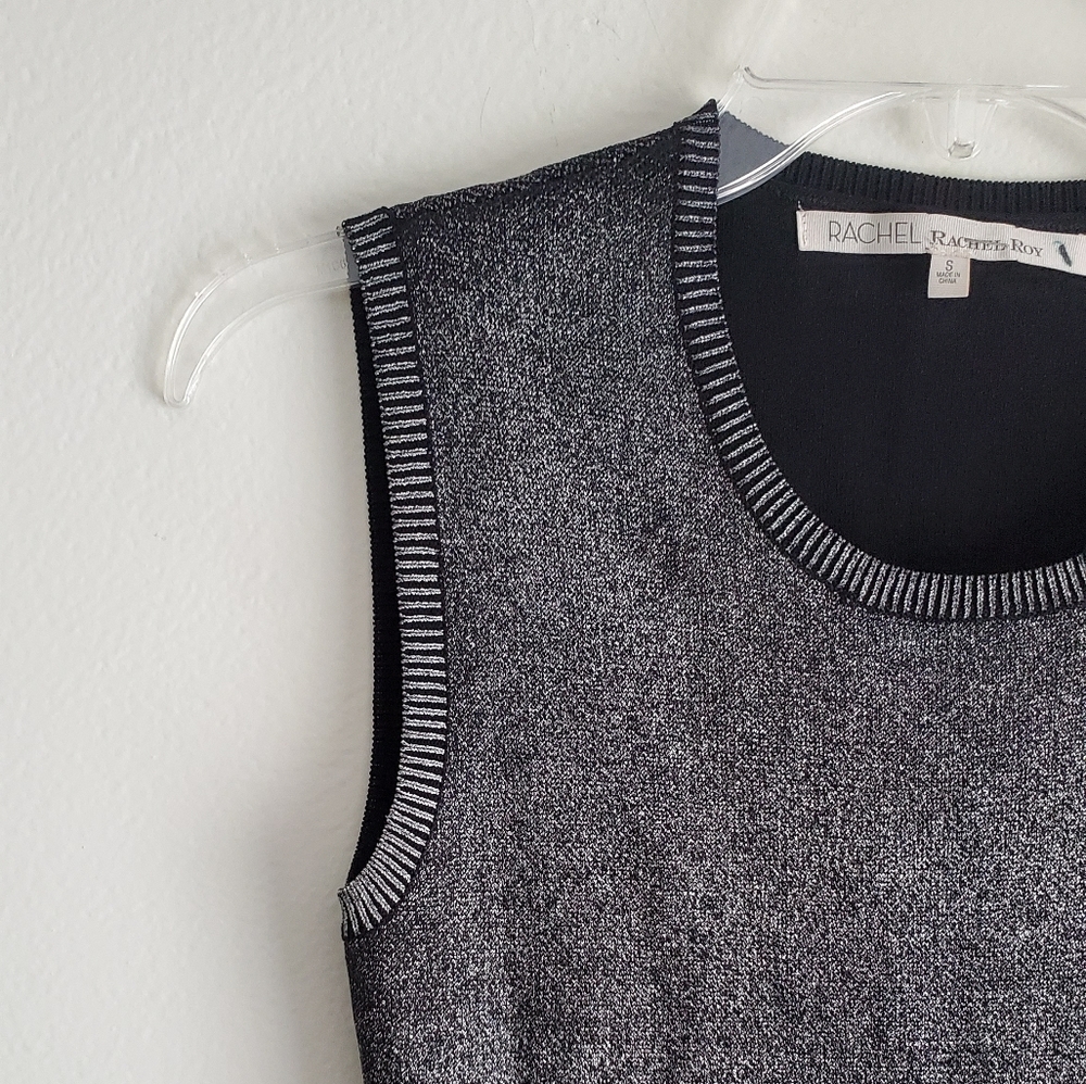 RACHEL RACHEL ROY GREY BLACK ROUND NECK METALLIC DRESS..SIZE‎ S - Picture 5 of 8